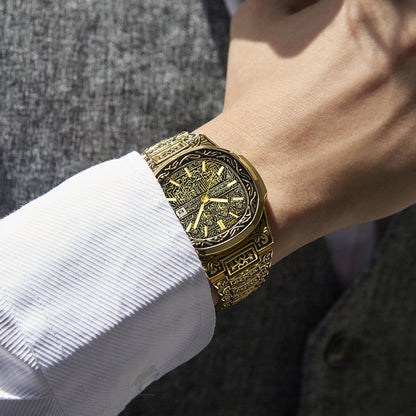 Mens Analog Wristwatch Vintage Quartz Watch Stainless Steel Strap 7