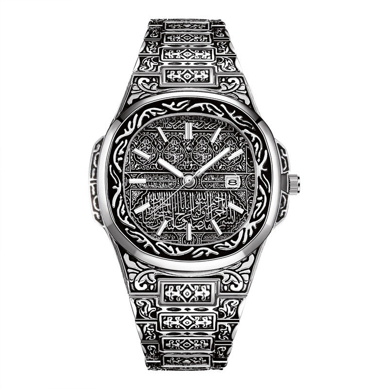 Mens Analog Wristwatch Vintage Quartz Watch Stainless Steel Strap 3