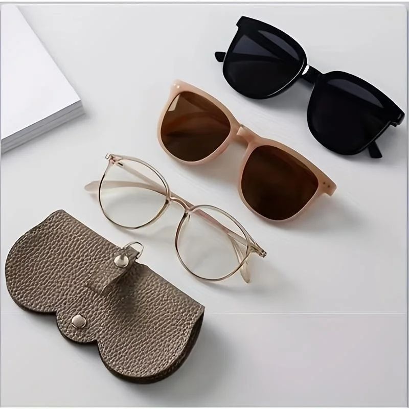 LuxeShield Litchi Travel Glasses Holder  Protective PU Leather Case For Sunglasses  Reading Glasses 3