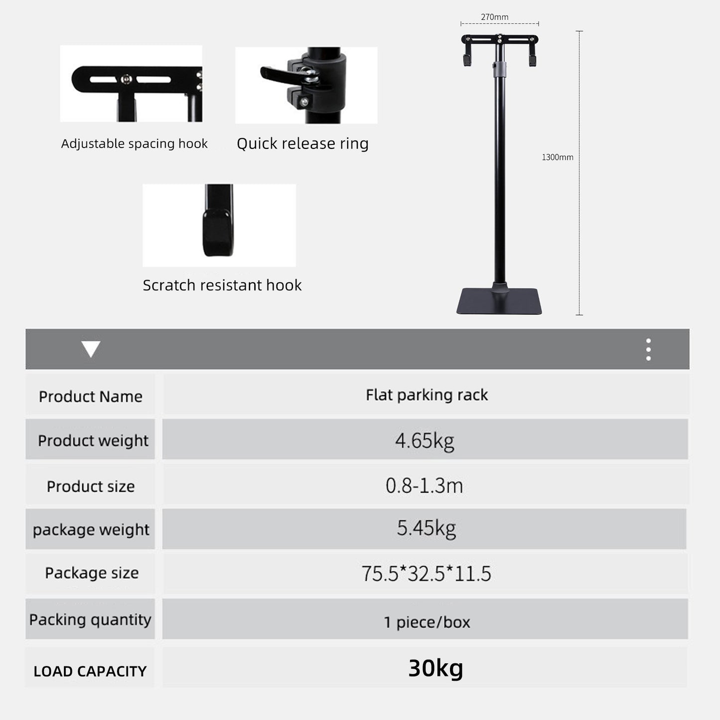 Think Rider Aluminium Alloy Bike Rack Adjustable Hook Floor Standing Bike Storage 2