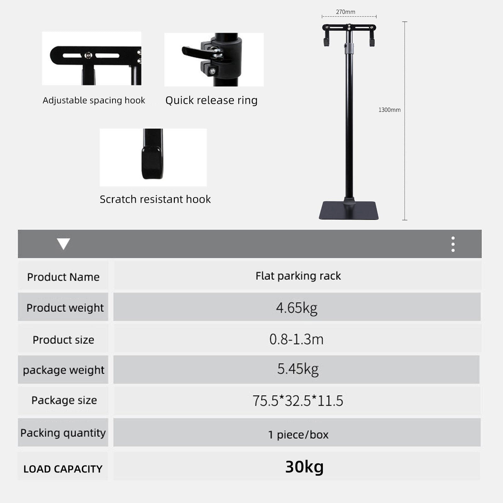 Think Rider Aluminium Alloy Bike Rack Adjustable Hook Floor Standing Bike Storage 2