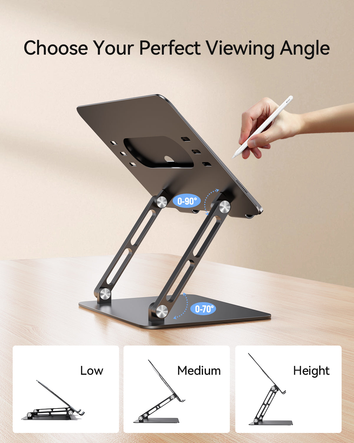 Ergonomic Adjustable Laptop Stand For Desk Aluminum Riser For Notebook Sturdy Laptop Stand 4