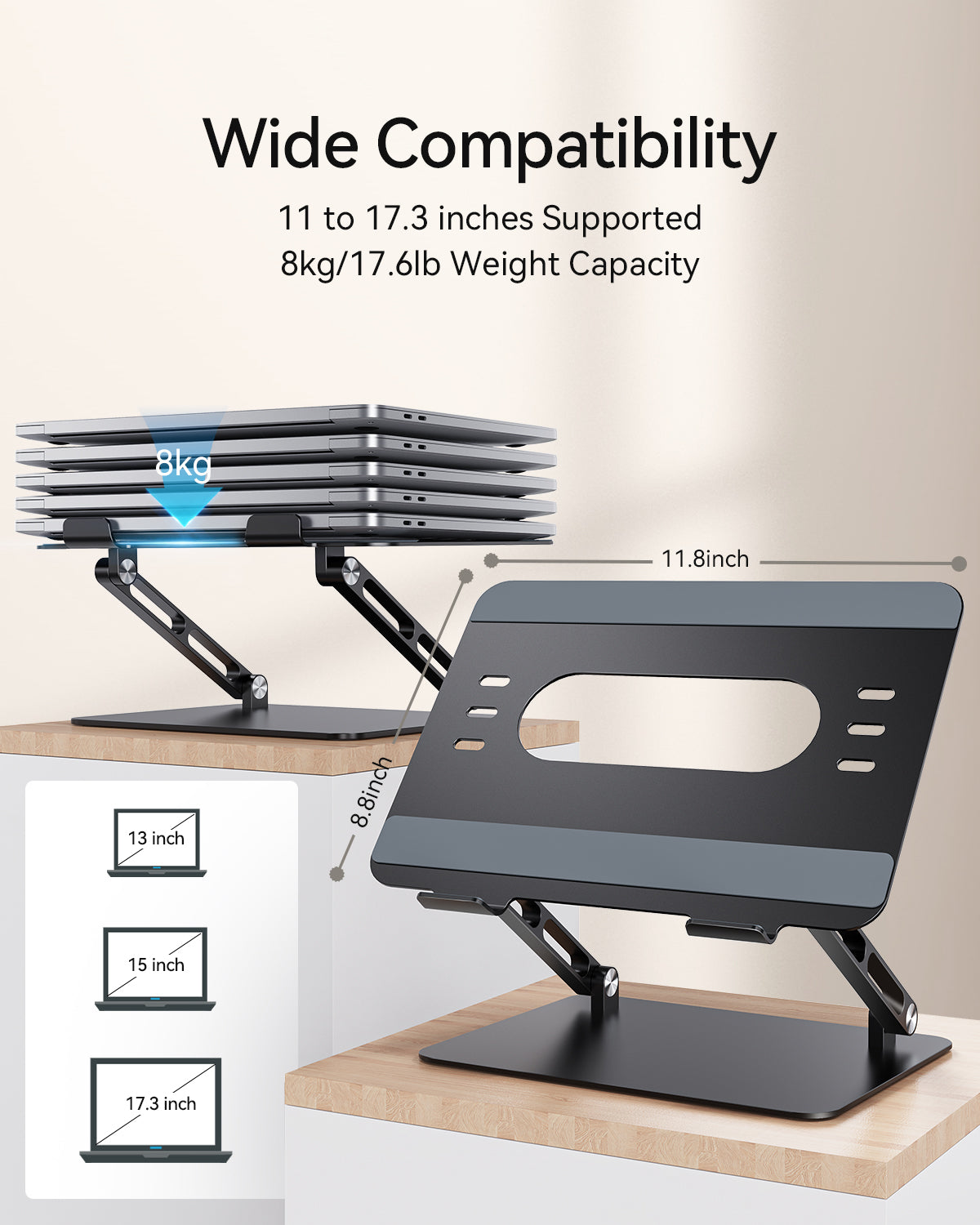 Ergonomic Adjustable Laptop Stand For Desk Aluminum Riser For Notebook Sturdy Laptop Stand 7