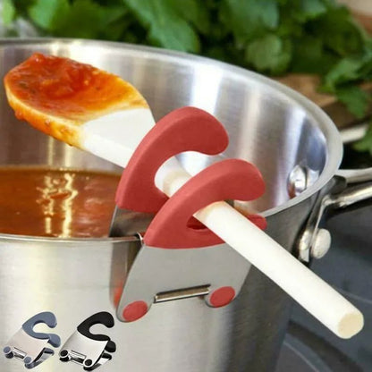 SmartGrip Clip-On Pot Spoon & Utensil Holder - Heat-Resistant Silicone Pot Clip for Clean, Tidy Cooking