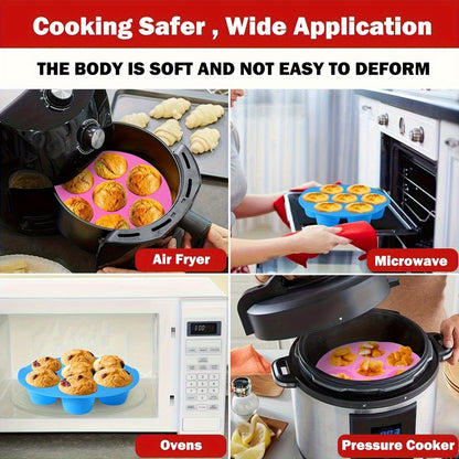 Non-Stick Muffin Pan for Cupcakes, Quiches & Tarts, Silicone Egg Bite Molds for Air Fryer, Dishwasher Safe