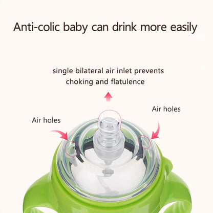 NanoSilicone Baby Bottle With Handle BreastmilkLike Design Soft Milk Pull Perfect For Sensitive Bab 1