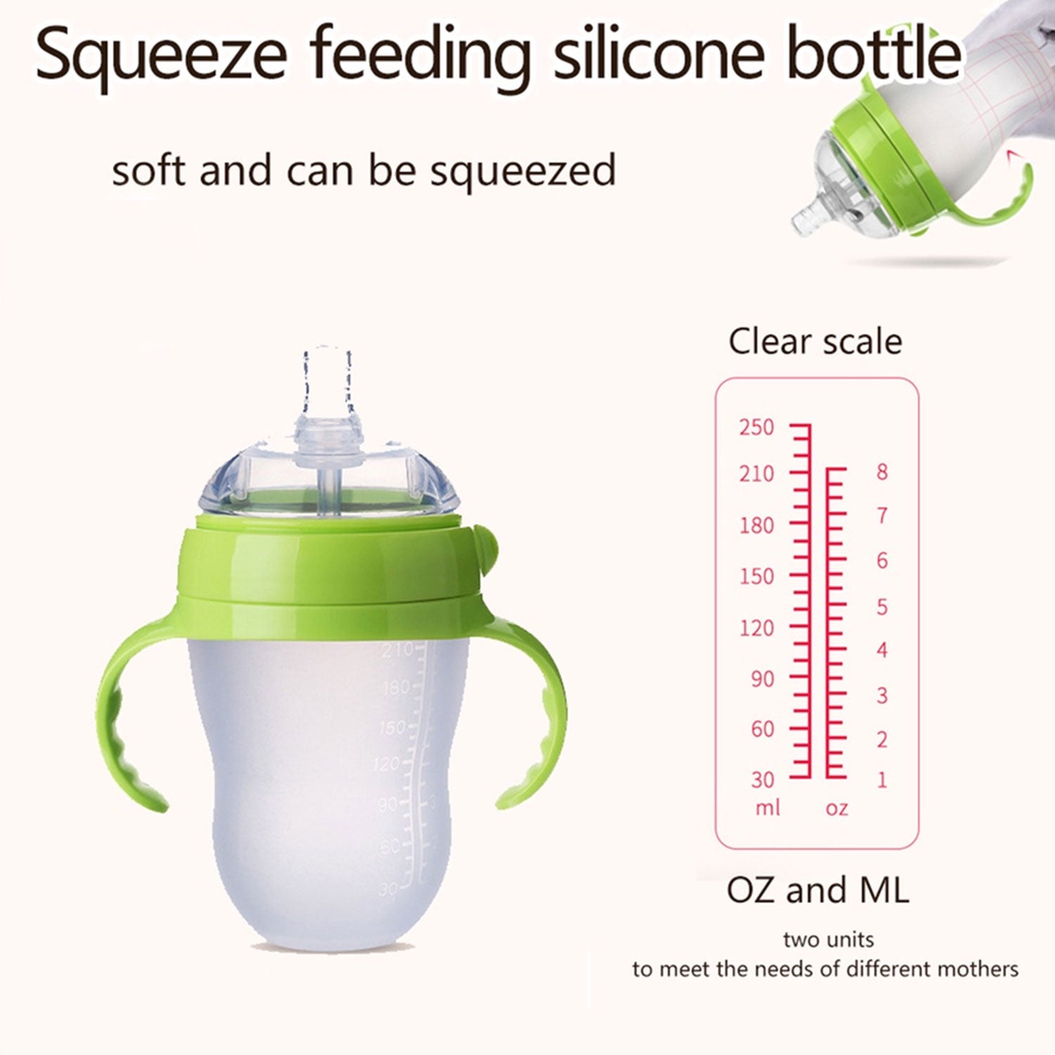 NanoSilicone Baby Bottle With Handle BreastmilkLike Design Soft Milk Pull Perfect For Sensitive Bab 2