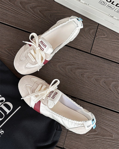 New Womens Lace Up Sport Shoes Summer Casual Sneakers Cozy Shallow Ballet Flats 5