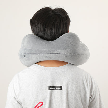 Press and Inflate Portable Neck Pillow, Detachable for Cleaning, Suitable for Travel, Camping, and Business Trips