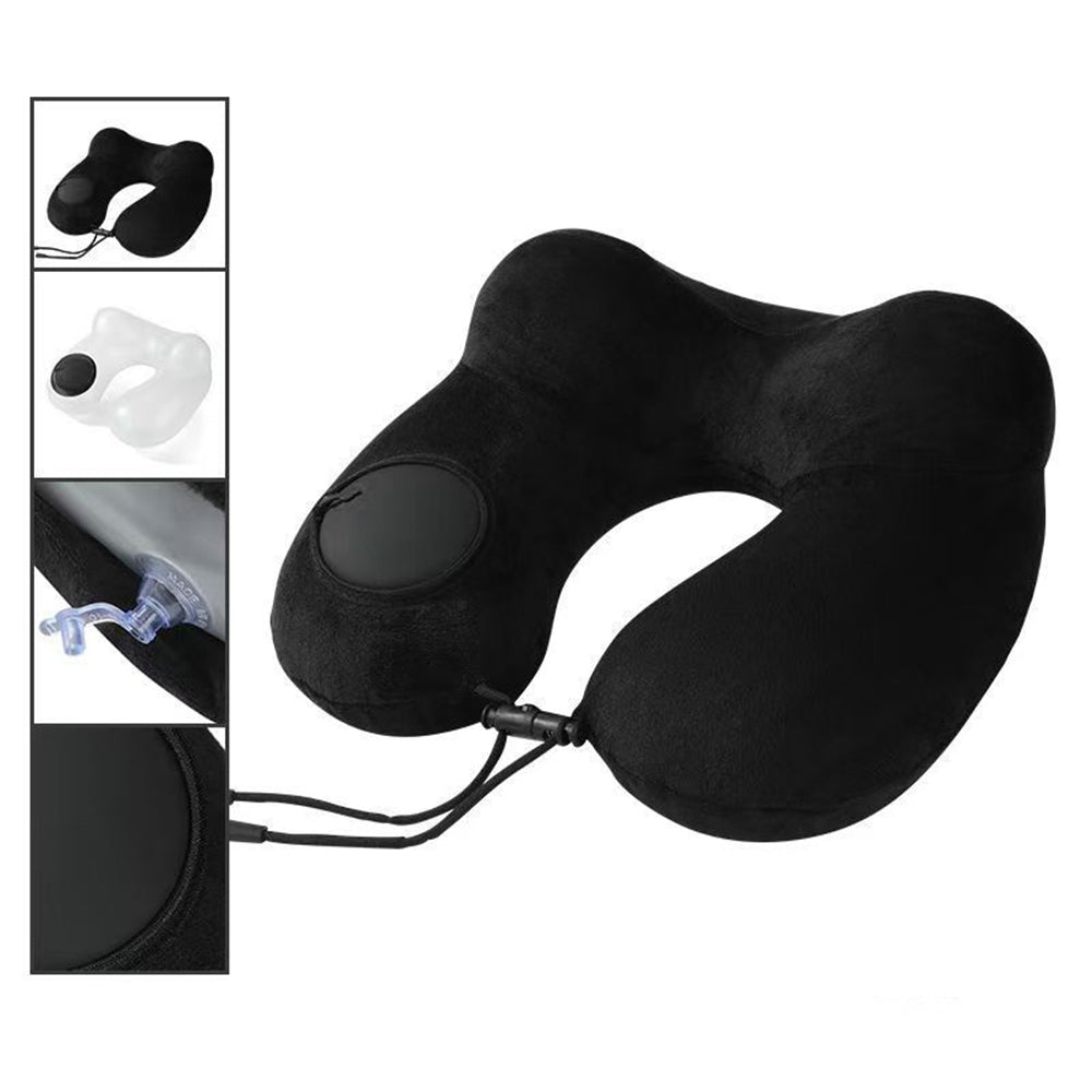 Press and Inflate Portable Neck Pillow, Detachable for Cleaning, Suitable for Travel, Camping, and Business Trips