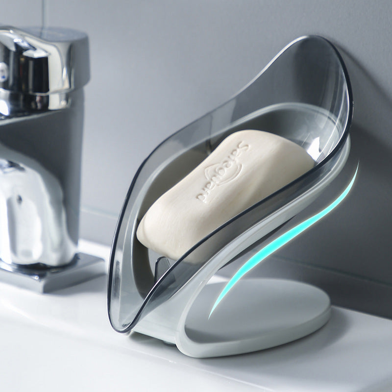 Leaf Shape Toilet Soap Rack Tray, Suction Cup Soap Dish Holder with Drain for Bathroom Basin and Shower