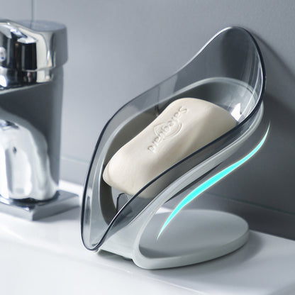 Leaf Shape Toilet Soap Rack Tray, Suction Cup Soap Dish Holder with Drain for Bathroom Basin and Shower