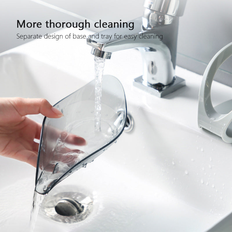 Leaf Shape Toilet Soap Rack Tray Suction Cup Soap Dish Holder With Drain For Bathroom Basin And Sho 2