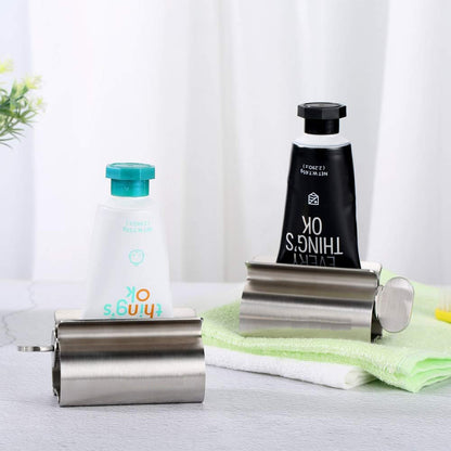 Toothpaste Squeezer Bathroom Accessories, Tube Roller Stainless Steel Wringer, Cosmetics Ointments Rotate Dispenser