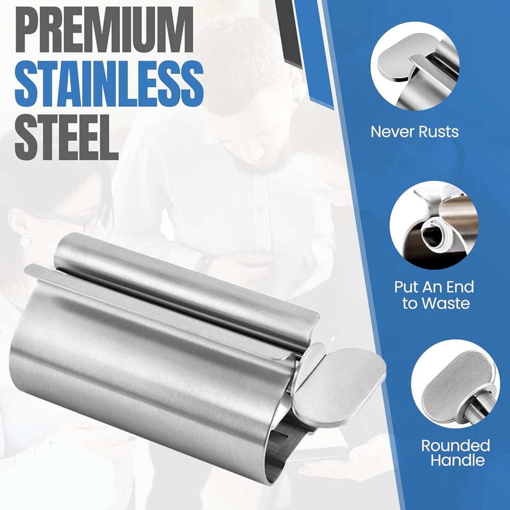 Toothpaste Squeezer Bathroom Accessories, Tube Roller Stainless Steel Wringer, Cosmetics Ointments Rotate Dispenser