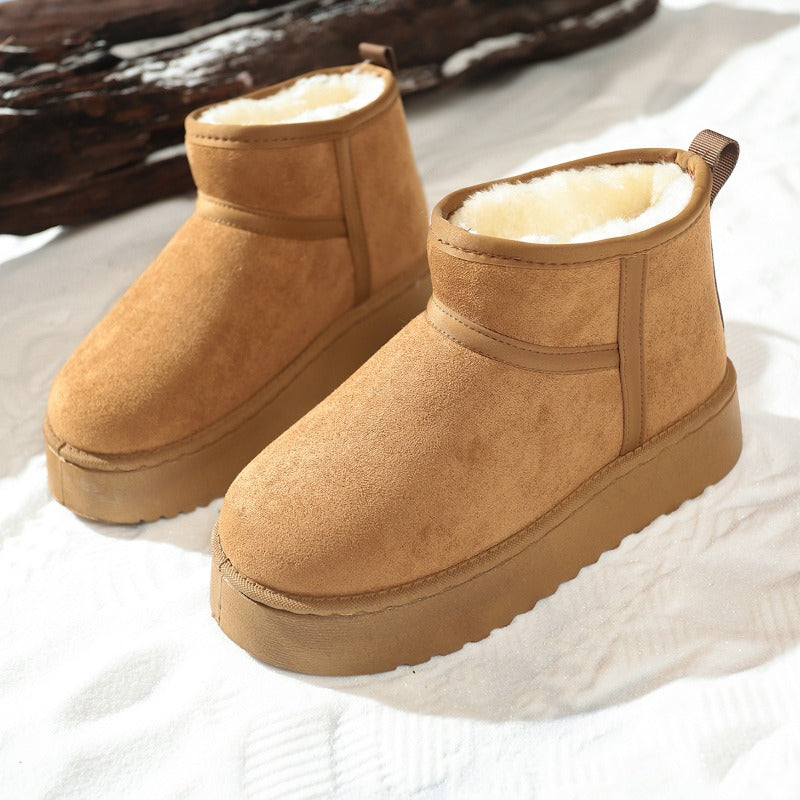 New Winter Warm Boots for Women Fashion Short Shoes with Real Sheepskin Wool Fur Snow Boots Comfortable Low-cut Design