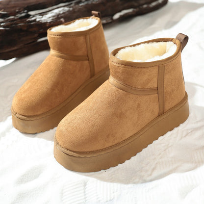 New Winter Warm Boots for Women Fashion Short Shoes with Real Sheepskin Wool Fur Snow Boots Comfortable Low-cut Design