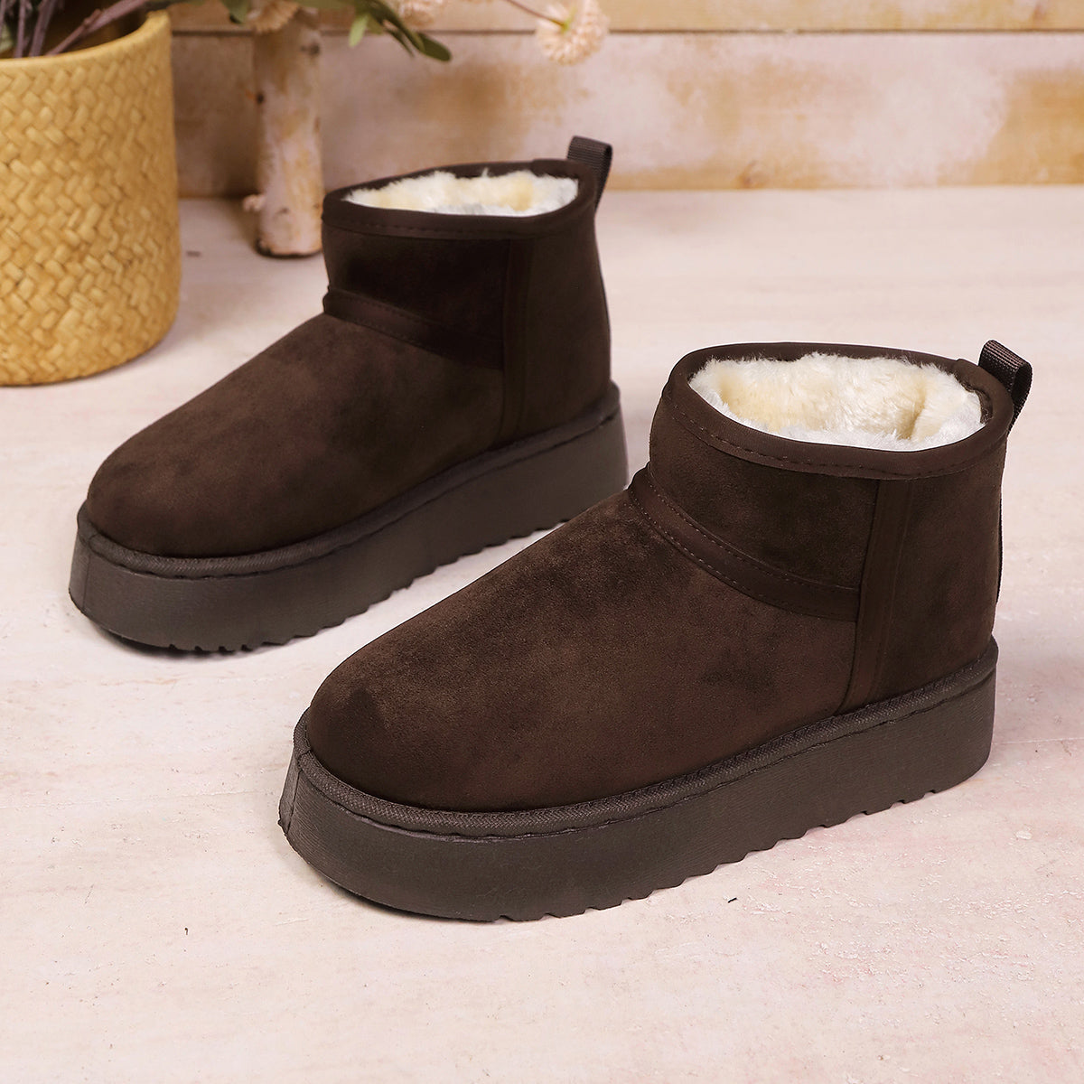 New Winter Warm Boots For Women Fashion Short Shoes With Real Sheepskin Wool Fur Snow Boots Comfort 6