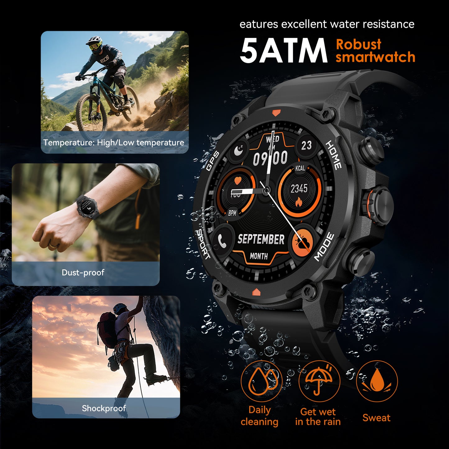 AURAFIT G6 GPS Compass Smartwatch With Display GPS Compass Sport Fitness Tracker Swimming BT Call F