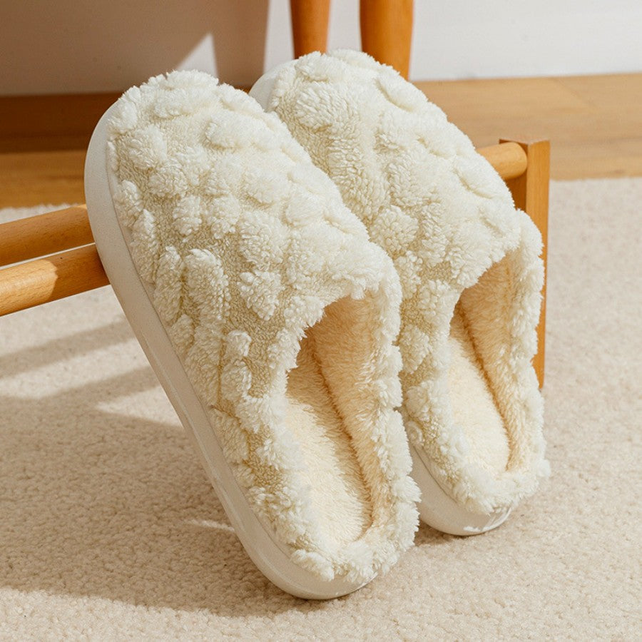 Thick Warm Soft Cotton Slippers New Style Womens Solid Color Couples Indoor Fluffy Shoes Unisex Cut 3