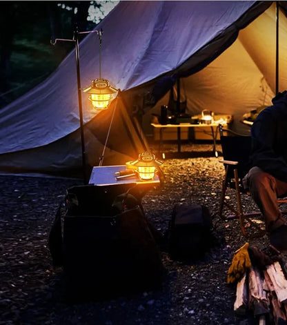 Portable Retro Camping Lantern Waterproof Dimmable Hanging Tent Light 15