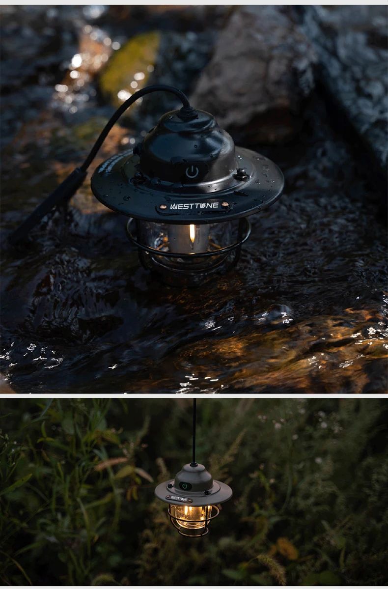 Portable Retro Camping Lantern Waterproof Dimmable Hanging Tent Light 16