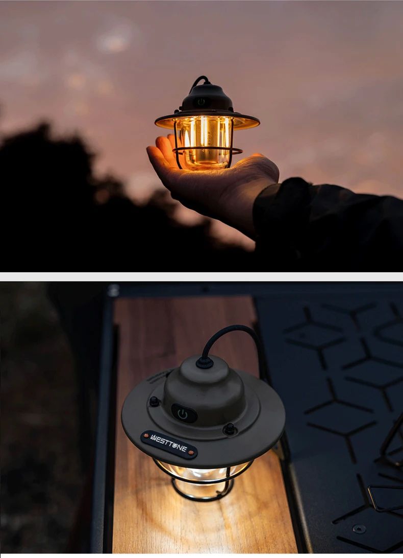Portable Retro Camping Lantern Waterproof Dimmable Hanging Tent Light 17