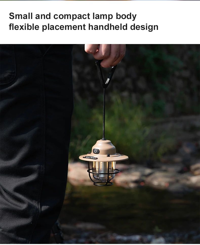 Portable Retro Camping Lantern Waterproof Dimmable Hanging Tent Light 10