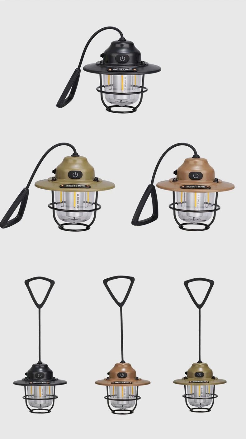 Portable Retro Camping Lantern Waterproof Dimmable Hanging Tent Light 12