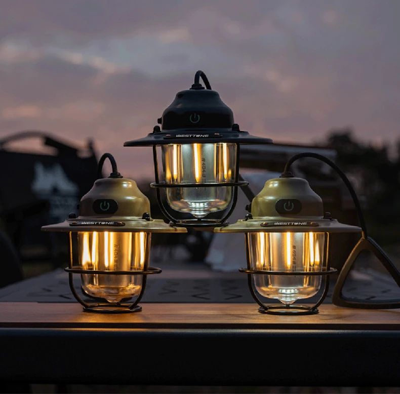 Portable Retro Camping Lantern Waterproof Dimmable Hanging Tent Light 18