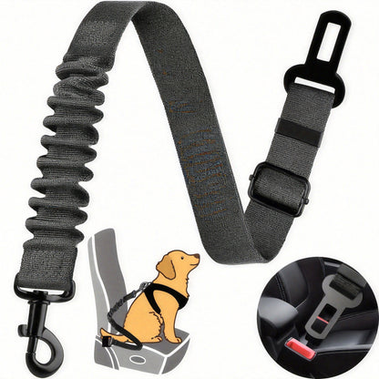 Elastic Nylon Retractable Safety Restraint - Adjustable Dog Seat Belt Harness with Secure Clasps for All Dog Sizes