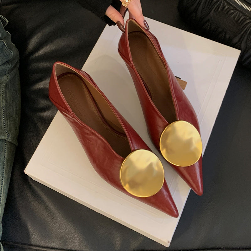 Designer Luxury Women Heeled Shoes Sexy Pumps With Pointed Toe Low Heels Summer Fashion Elegant 3
