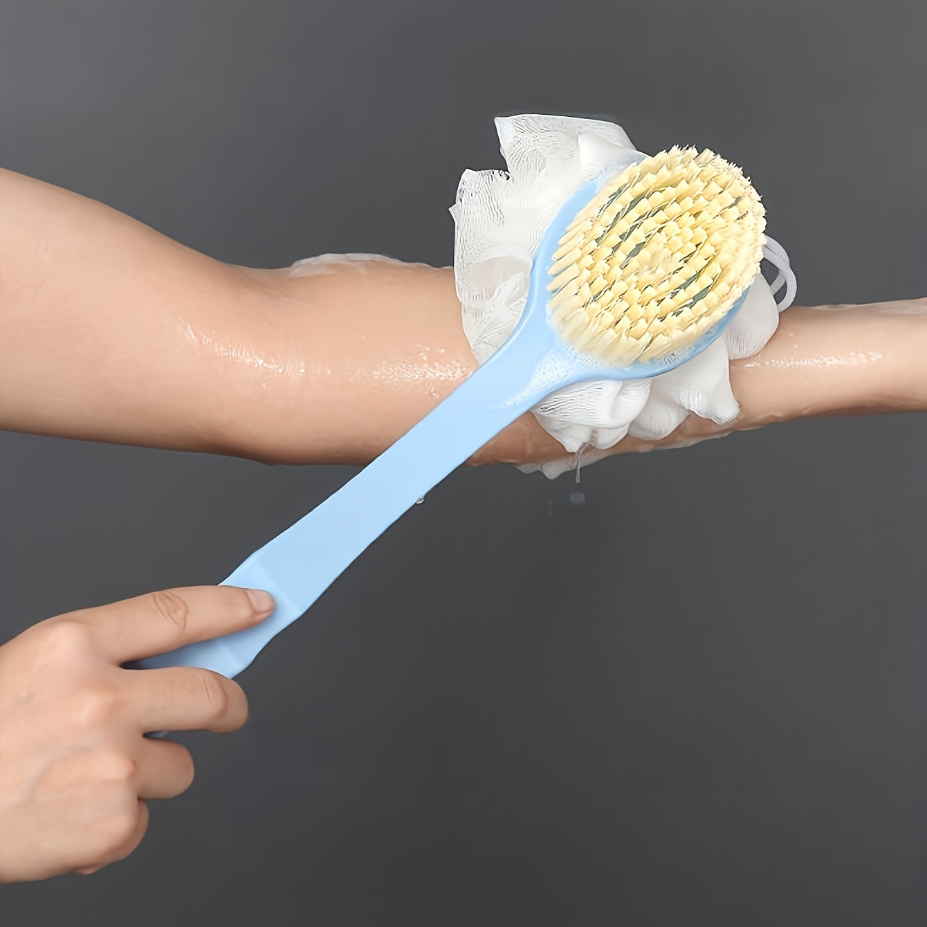 Soft Body Scrubber, Long Handle Bath Brush, Exfoliating Scrub, Skin Massager, Cleaning Brush, Bathroom Accessories