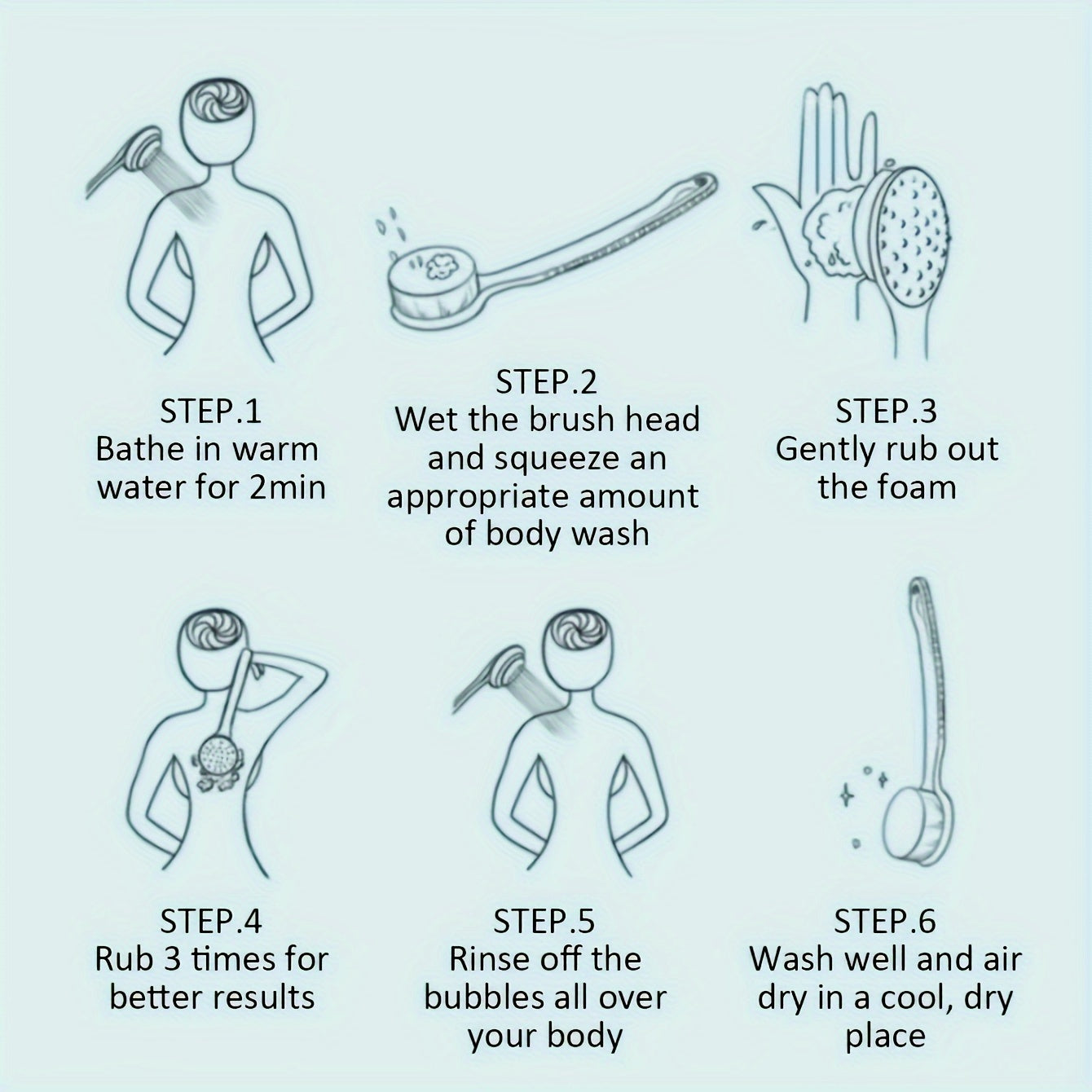 Soft Body Scrubber, Long Handle Bath Brush, Exfoliating Scrub, Skin Massager, Cleaning Brush, Bathroom Accessories