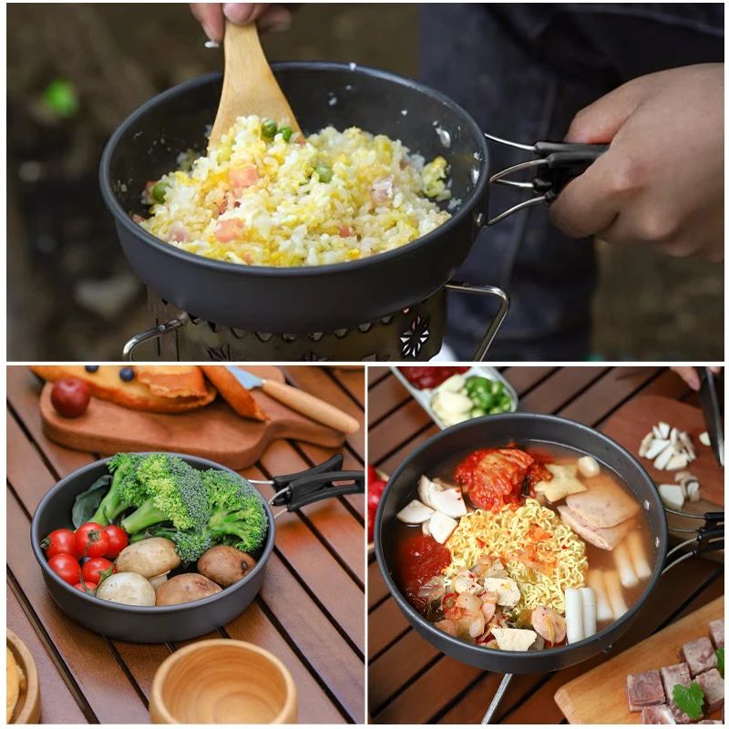 Westtune Camping Frying Pan Portable Aluminum Outdoor Cookware With Foldable Handle 5