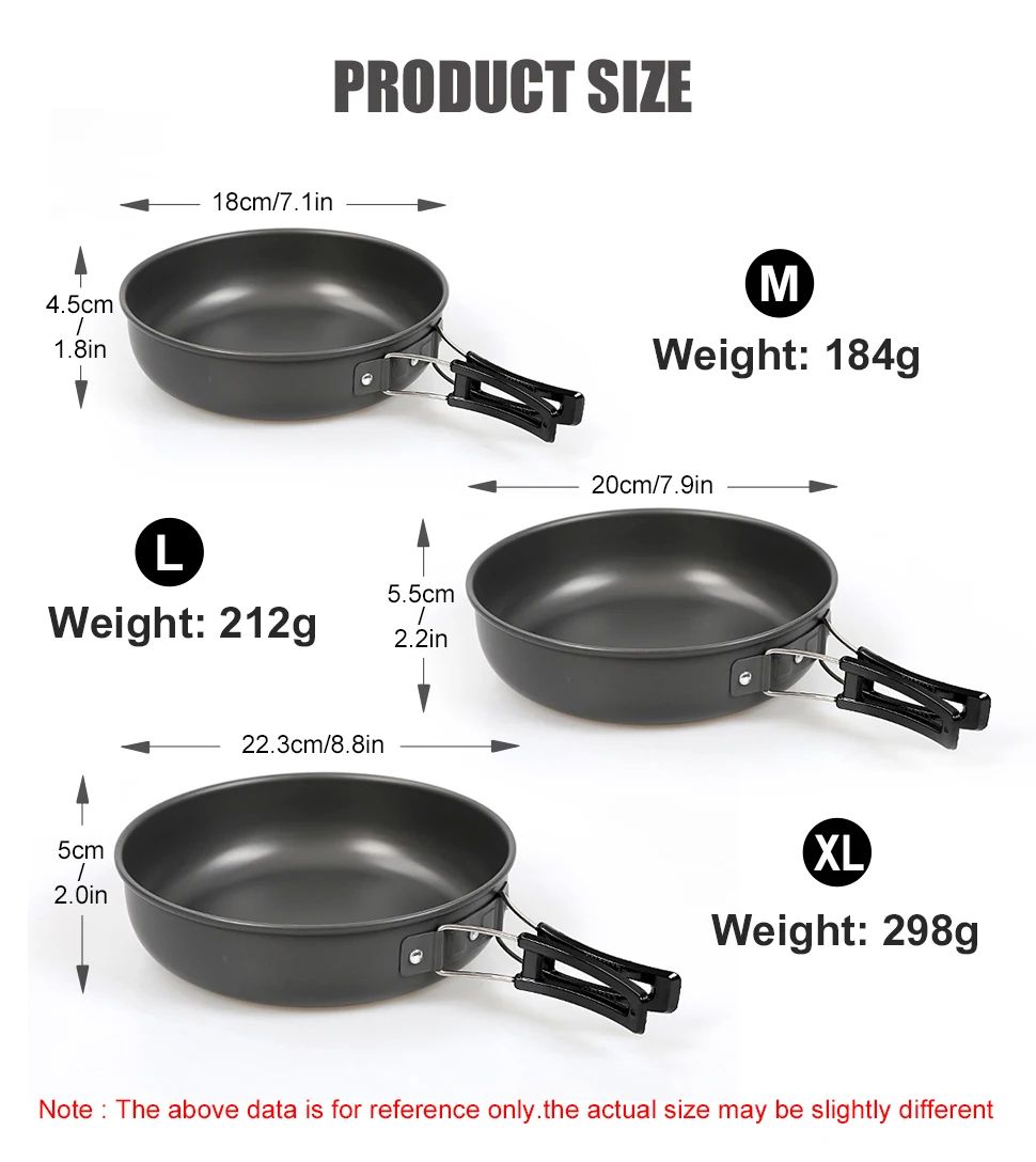 Westtune Camping Frying Pan Portable Aluminum Outdoor Cookware With Foldable Handle 8