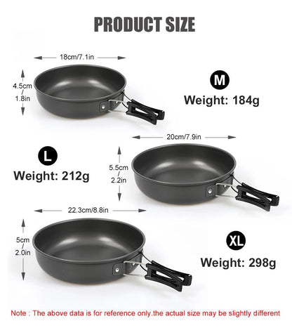 Westtune Camping Frying Pan Portable Aluminum Outdoor Cookware With Foldable Handle 8