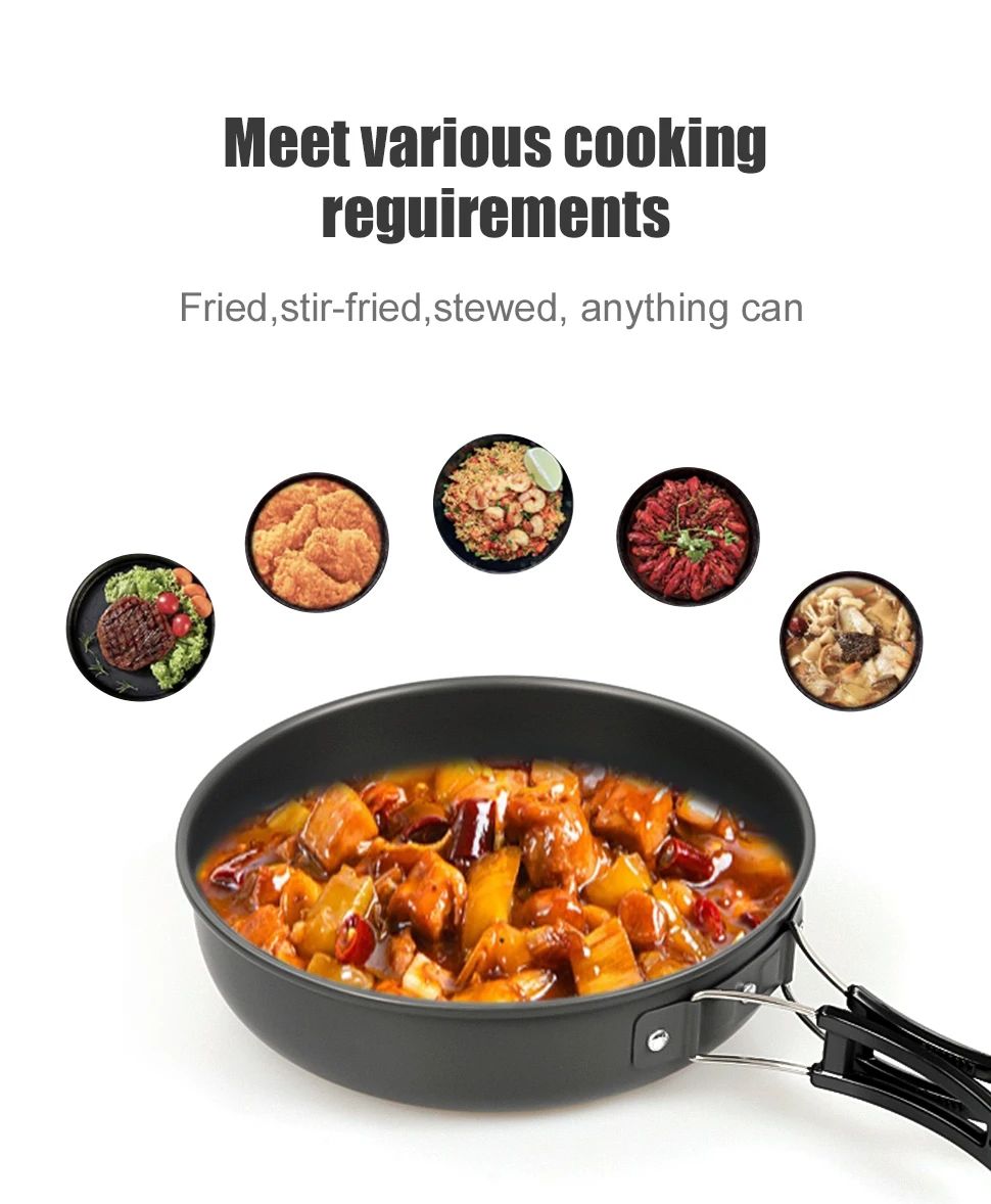 Westtune Camping Frying Pan Portable Aluminum Outdoor Cookware With Foldable Handle 9