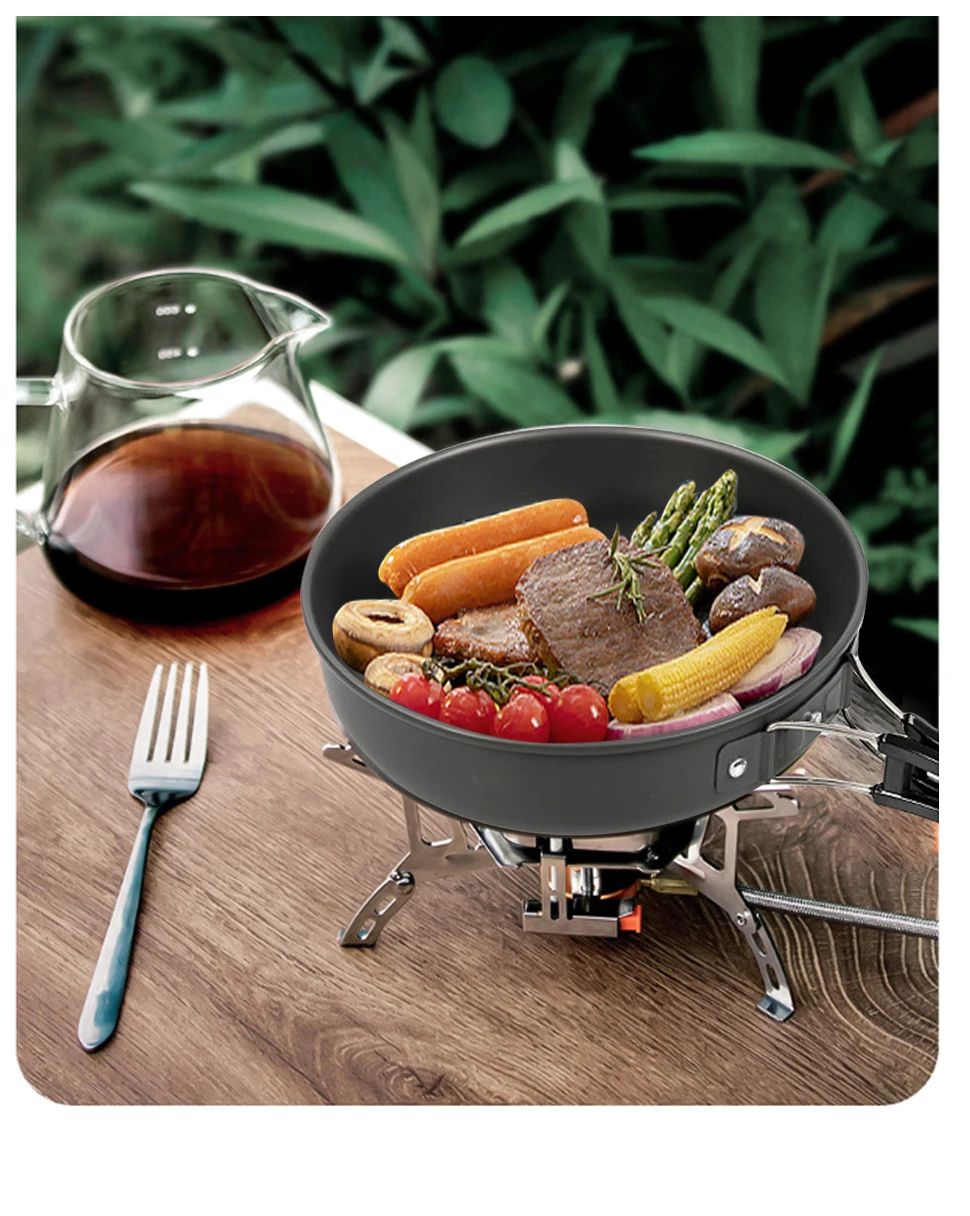 Westtune Camping Frying Pan Portable Aluminum Outdoor Cookware With Foldable Handle 10