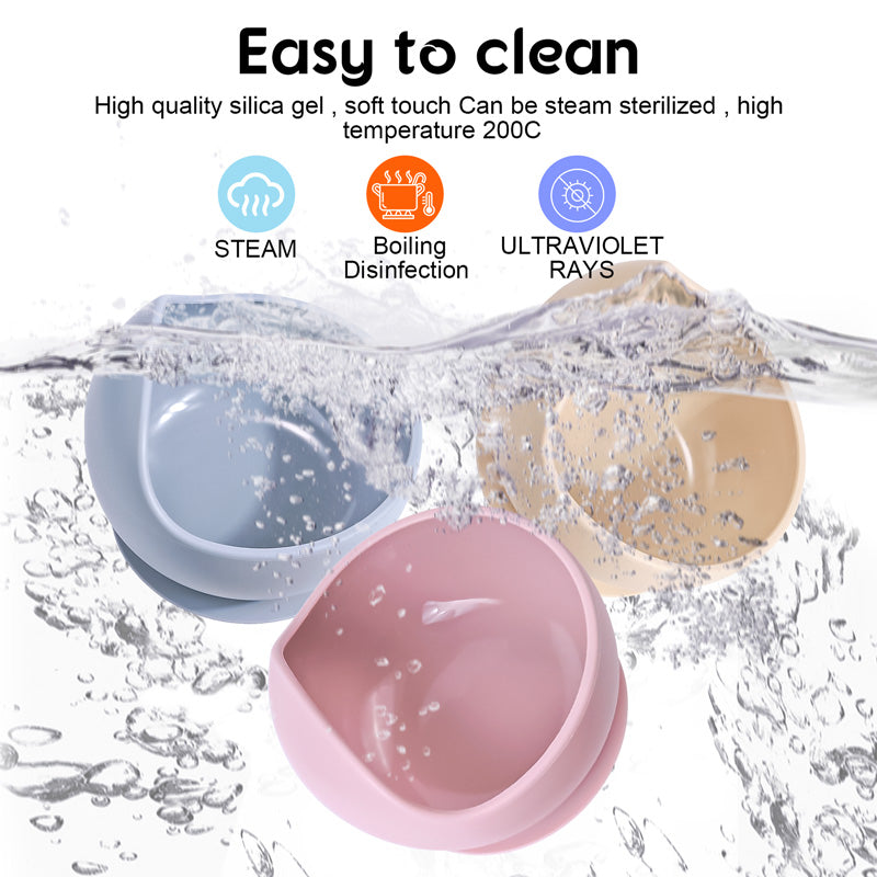 Silicone Sucker Bowl For Infant Feeding Baby Training Bowls Learning To Eat And Supplementary Food  3