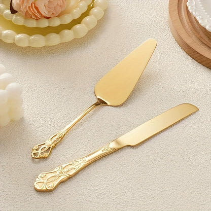 Elegant Cake Server Set, Vintage Palace Stainless Steel Bread Knife, Carved Hollow Design for Parties
