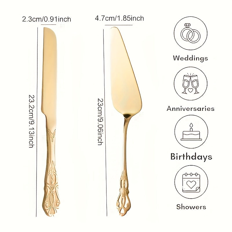 Elegant Cake Server Set, Vintage Palace Stainless Steel Bread Knife, Carved Hollow Design for Parties