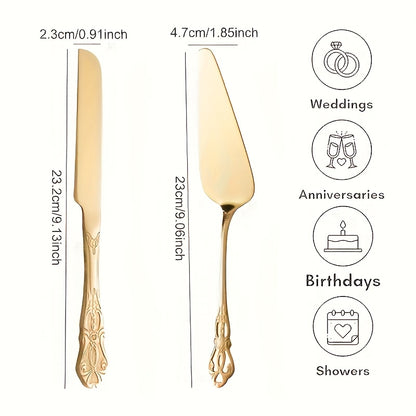 Elegant Cake Server Set, Vintage Palace Stainless Steel Bread Knife, Carved Hollow Design for Parties