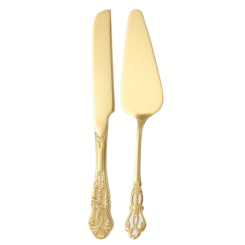 Elegant Cake Server Set, Vintage Palace Stainless Steel Bread Knife, Carved Hollow Design for Parties