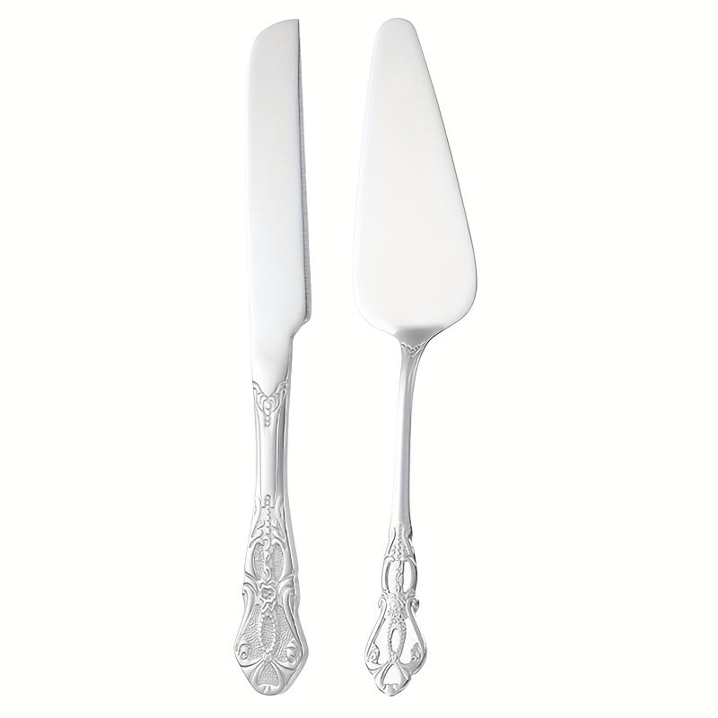 Elegant Cake Server Set, Vintage Palace Stainless Steel Bread Knife, Carved Hollow Design for Parties