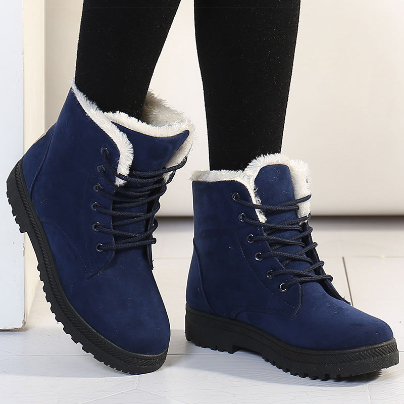 Womens Winter Boots Warm Fur Snow Boots Low Heels Black Ankle Boots Footwear For Women 1