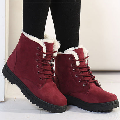 Womens Winter Boots Warm Fur Snow Boots Low Heels Black Ankle Boots Footwear For Women 2