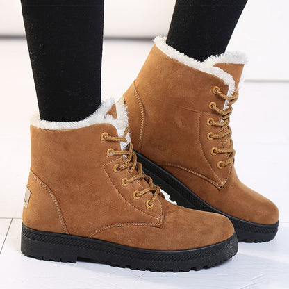 Womens Winter Boots Warm Fur Snow Boots Low Heels Black Ankle Boots Footwear For Women 3