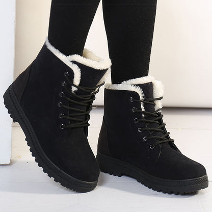Womens Winter Boots Warm Fur Snow Boots Low Heels Black Ankle Boots Footwear For Women 5
