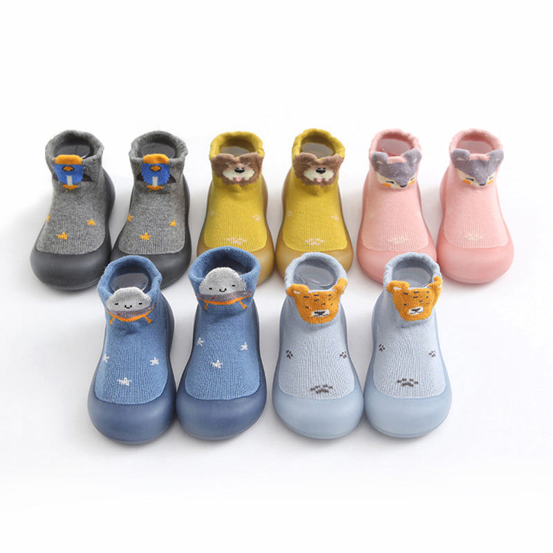 Cartoon Pattern Baby Socks Shoes for Kids Toddler First Walkers with Comfortable Rubber Sole